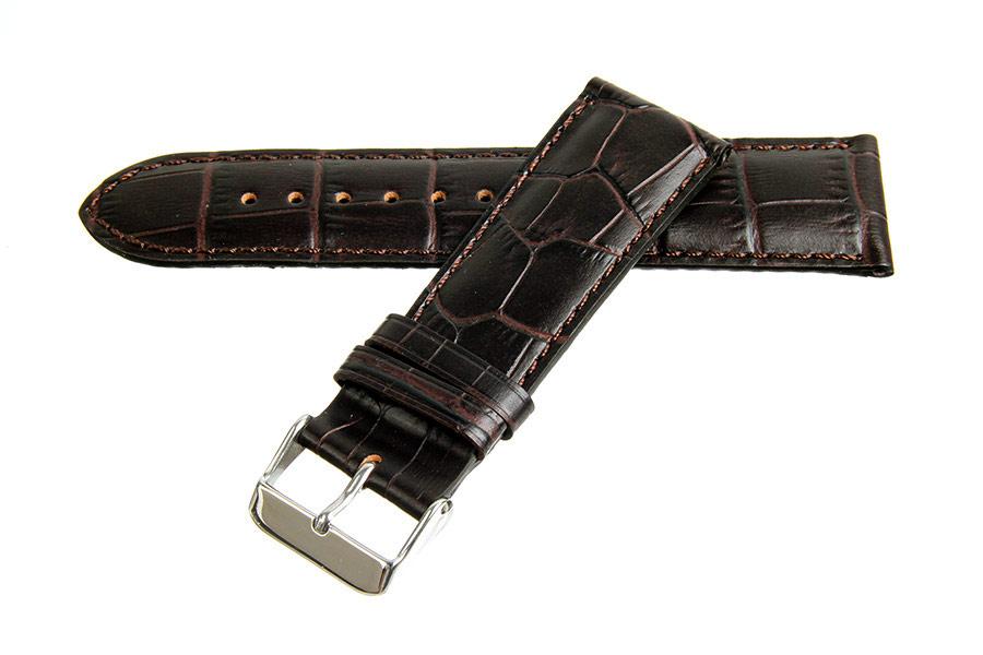 Black alligator leather strap - 24 mm 760P