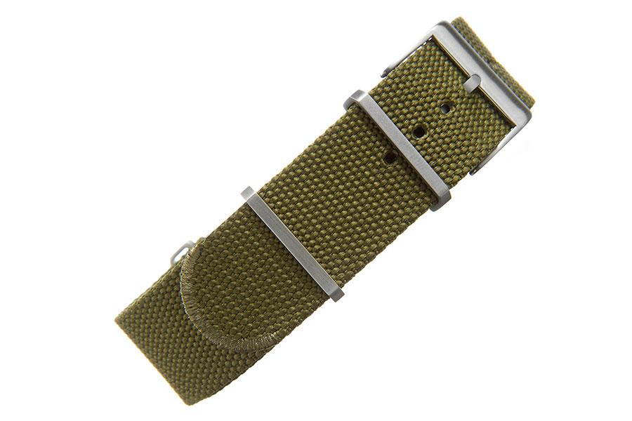 Deluxe Nylon Nato Watch Strap Olive Drab Green - Gold Brushed