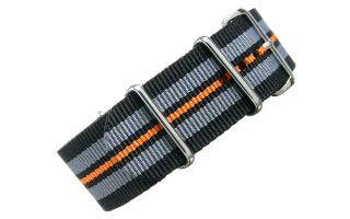 Black/Grey/Orange NATO - 24mm