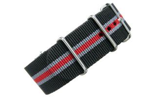 Black/Grey/Red NATO - 24mm