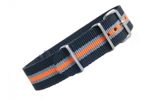 Black/Grey/Orange Thin Stripe NATO - 18mm