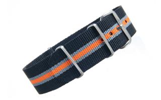 Black/Grey/Orange Thin Stripe NATO - 22mm