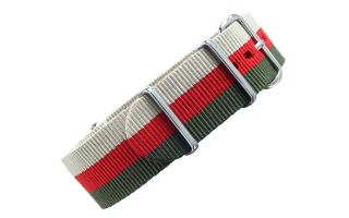 Sand/Red/Olive Striped NATO - 22mm