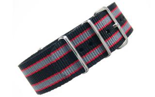 Black/Red/Grey NATO - 24mm