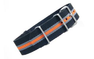 Black/Grey/Orange Thin Stripe NATO - 20mm
